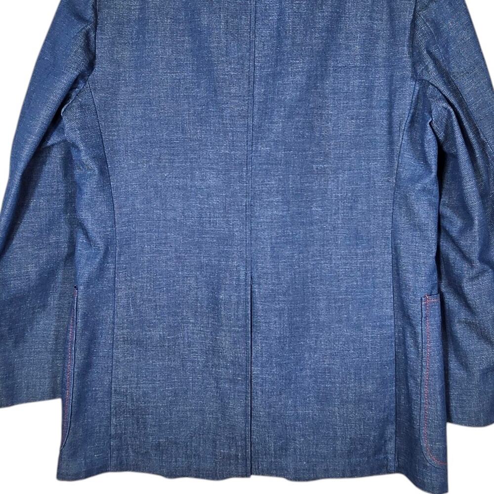 Vintage Denim Sports Coat Men 40 h.i.s. Sportclothes Blue Contrast Red Stitching - Picture 7 of 9